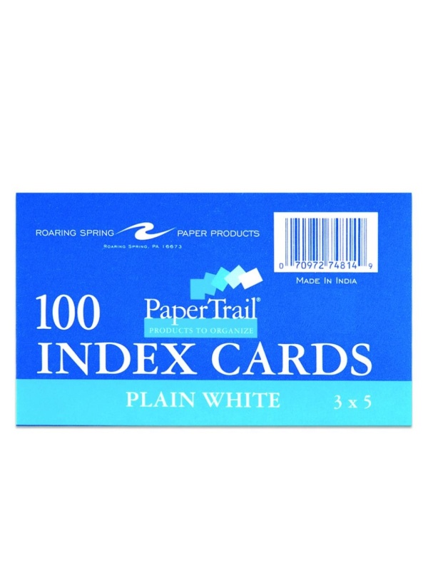 Index Card 3X5 White Blank 100Ct (SKU 125480334000045)