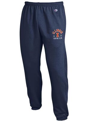 Image of FIGHTING ILLINI BANDED BOTTOM SWEATPANT -  navy