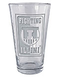 Pint Glass Festival Engraved Fighting Illini Victory Badge