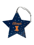 Illinois Block I Falling Stars Wood Star Ornament