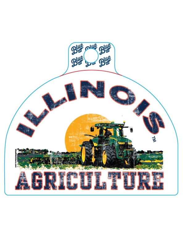 Blue84® "Illinois Agriculture" Decal. Approx 4.5" x 3". (SKU 157782154000003)