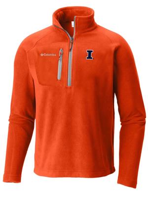 Image of ILLINOIS BLOCK I COLUMBIA FAST TREK HALF ZIP FLEECE -  orange
