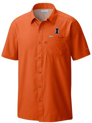 Image of ILLINOIS BLOCK I COLUMBIA SLACK TIDE CAMP SHIRT POLO -  orange