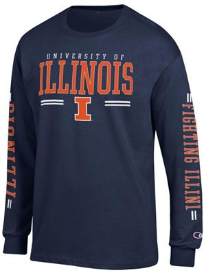 Image of ILLINOIS FIGHTING ILLINI JERSEY LS T-SHIRT -  navy