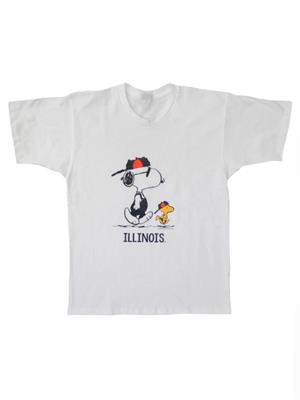 Image of ILLINOIS SNOOPY AND WOODSTOCK T-SHIRT -  white