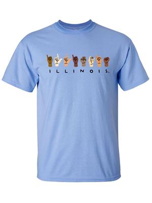 Image of ILLINOIS SIGN LANGUAGE SHORT SLEEVE T-SHIRT -  blue