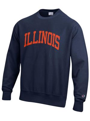 Image of ILLINOIS TWILL ARCH REVERSE WEAVE CREW -  navy