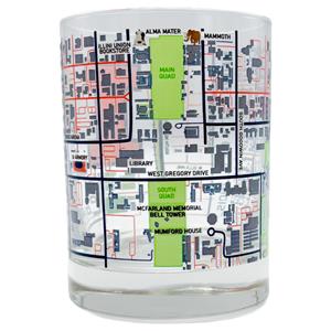 Image of ILLINOIS CAMPUS MAP CLEAR ROCKS GLASS -  1