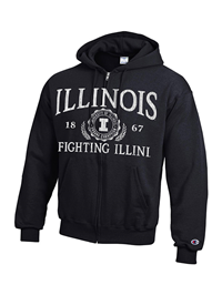 Image of ILLINOIS SEAL POWERBLEND FULL ZIP HOODIE -  black