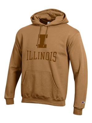 Image of ILLINOIS BLOCK I EMBROIDERED POWERBLEND FLEECE HOODIE -  brown