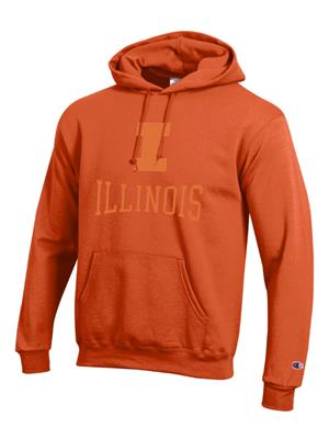 Image of ILLINOIS BLOCK I EMBROIDERED POWERBLEND FLEECE HOODIE -  orange