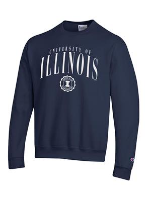 Image of ILLINOIS FAUX SEAL CREWNECK SWEATSHIRT -  navy