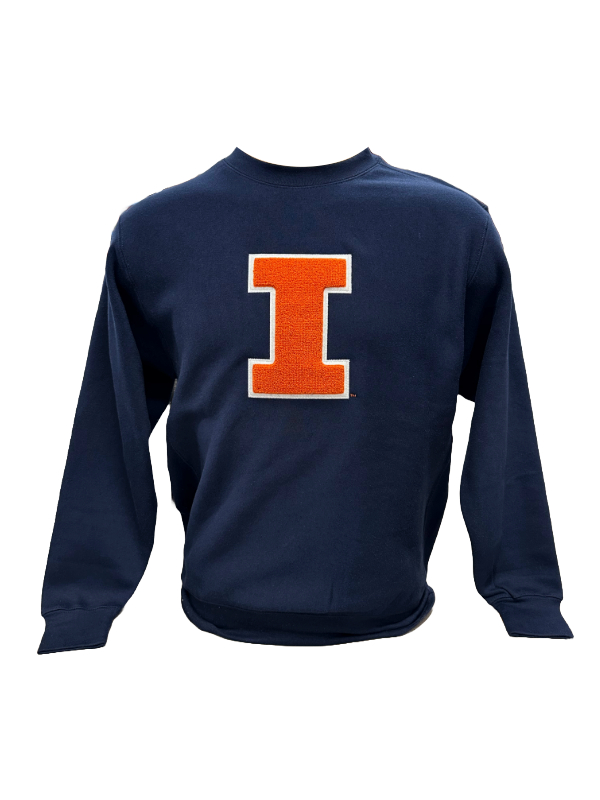 Image of Illinois Chenille Block I Logo Crewneck (SKU 158765534000046) Image of Illinois Chenille Block I Logo Crewneck (SKU 158765534000046)