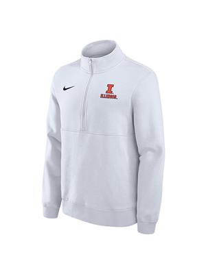 Image of ILLINOIS BLOCK I ½ ZIP SWEATSHIRT -  white