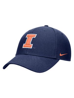 Image of ILLINOIS BLOCK I NIKE CLUB UNSTRUCTURED CAP -  navy
