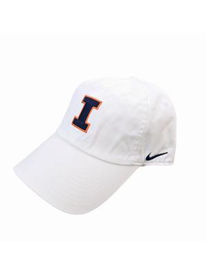 Image of ILLINOIS BLOCK I NIKE CLUB UNSTRUCTURED CAP -  white