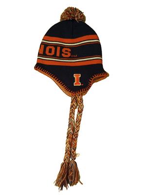 Image of ILLINOIS YOUTH JACQUARD TASSEL KNIT HAT -  1