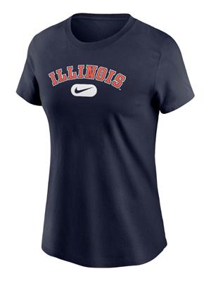 Image of ILLINOIS WOMENS NIKE CORE COTTON S/S T-SHIRT -  navy