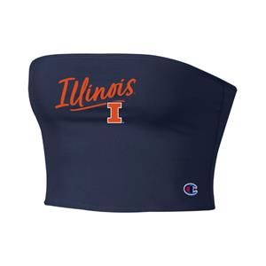 Image of ILLINOIS WOMENS BLOCK I TAILGATE TUBE TOP - navy (SKU: 1593505213000107) Image of ILLINOIS WOMENS BLOCK I TAILGATE TUBE TOP - navy