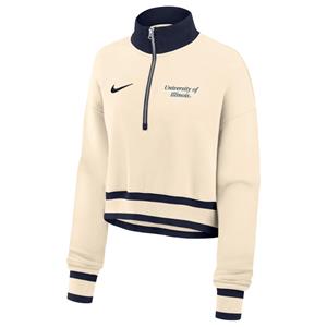 Image of Illinois Womens Nike Phoenix 1/4 Zip Crop Jacket