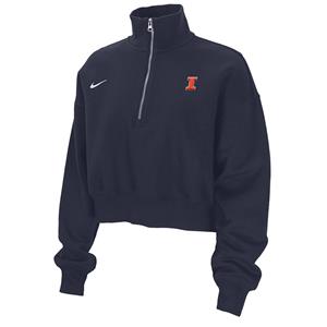 Image of Illinois Womens Nike Phoenix 1/4 Zip Crop Sweatshirt
