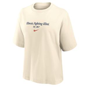 Image of ILLINOIS WOMENS NIKE S/S BOXY T-SHIRT -  natural
