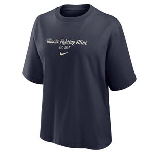 Image of ILLINOIS WOMENS NIKE S/S BOXY T-SHIRT -  navy