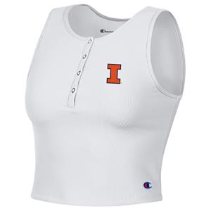 Image of ILLINOIS WOMENS BLOCK I OTTOMAN RIB CROP - white (SKU: 1593938813000107) Image of ILLINOIS WOMENS BLOCK I OTTOMAN RIB CROP - white