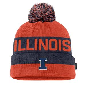 Image of Illinois Nike Peak Cuffed Pom Beanie