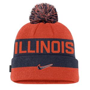 Image of ILLINOIS NIKE PEAK CUFFED POM BEANIE -  1