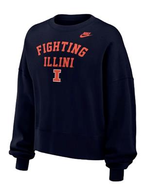 Image of ILLINOIS WOMENS NIKE PHOENIX FLEECE CREW -  navy
