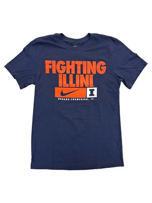 Image of ILLINOIS FIGHTING ILLINI BLOCK I T-SHIRT -  navy