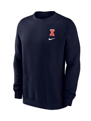 Image of ILLINOIS EMBROIDERED BLOCK I CREWNECK SWEATSHIRT -  navy