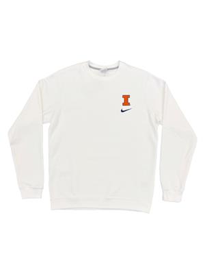 Image of ILLINOIS EMBROIDERED BLOCK I CREWNECK SWEATSHIRT -  white