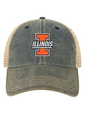 Image of ILLINOIS BLOCK I THE CHAMP TRUCKER CAP -  navy