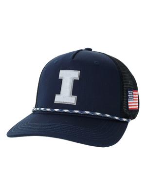 Image of ILLINOIS BLOCK I ROADIE TRUCKER CAP -  navyblack