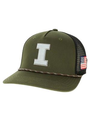 Image of ILLINOIS BLOCK I ROADIE TRUCKER CAP -  oliveblack