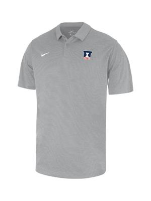 Image of ILLINOIS EMBROIDERED VICTORY BADGE HEATHER POLO -  silver