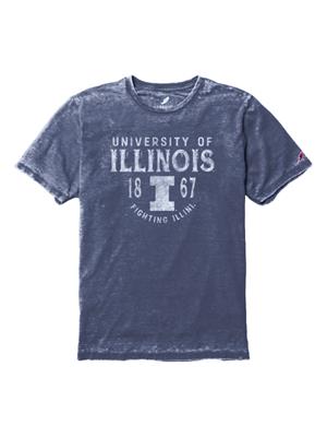 Image of FIGHTING ILLINI BURNOUT CREWNECK S/S TEE SHIRT -  navy