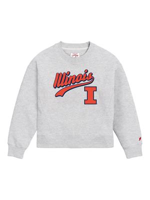 Image of ILLINOIS CURSIVE WOMENS BOXY CREWNECK SWEATSHIRT -  ash