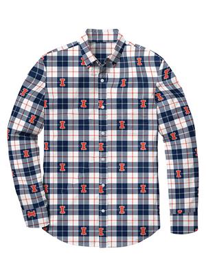 Image of ILLINOIS FANDOM L/S FLANNEL SHIRT -  whitenavy