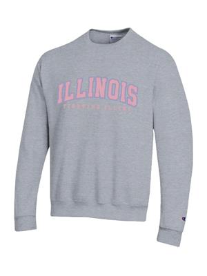 Image of ILLINOIS ARCH FASHION PINK/PURPLE TWILL CREW -  grey