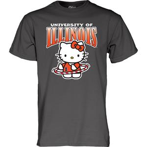 Image of ILLINOIS HELLO KITTY HELLO HOOPS T-SHIRT - charcoal (SKU: 159741124000052) Image of ILLINOIS HELLO KITTY HELLO HOOPS T-SHIRT - charcoal