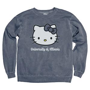 Image of ILLINOIS HELLO KITTY BOW OUT CREWNECK SWEATSHIRT -  indigo