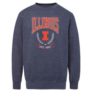 Illinois Block I Laurels Crewneck Sweatshirt
