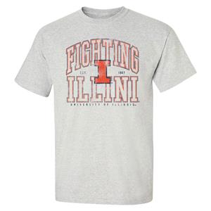 Image of UNIVERSITY OF ILLINOIS FIGHTING ILLINI 1867 T-SHIRT -  marble