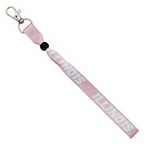 ILLINOIS WORDMARK REPEATING SATIN WRISTLET LANYARD -  pink