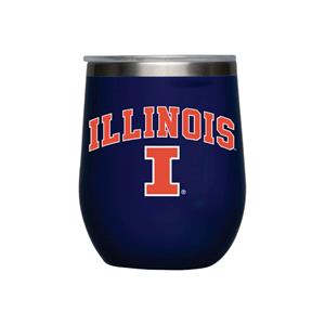 Image of Illinois Block I Logo Corkcicle Stemless Wine Tumbler