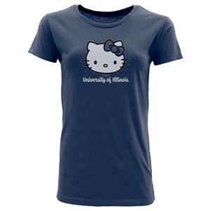 Image of ILLINOIS HELLO KITTY BOW OUT WOMENS T-SHIRT - navy (SKU: 1598214813000107) Image of ILLINOIS HELLO KITTY BOW OUT WOMENS T-SHIRT - navy