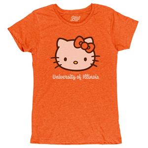 Image of ILLINOIS HELLO KITTY BOW OUT WOMENS T-SHIRT - orange (SKU: 1598214813000107) Image of ILLINOIS HELLO KITTY BOW OUT WOMENS T-SHIRT - orange